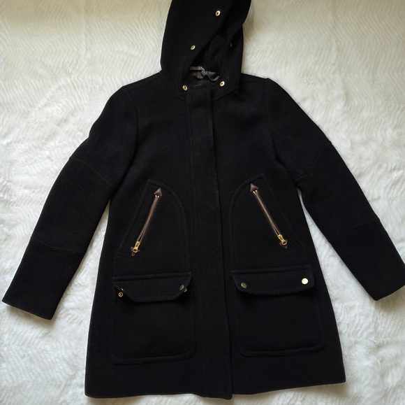 J. Crew Black Pea Coat with Gold Accents - Picture 4 of 15